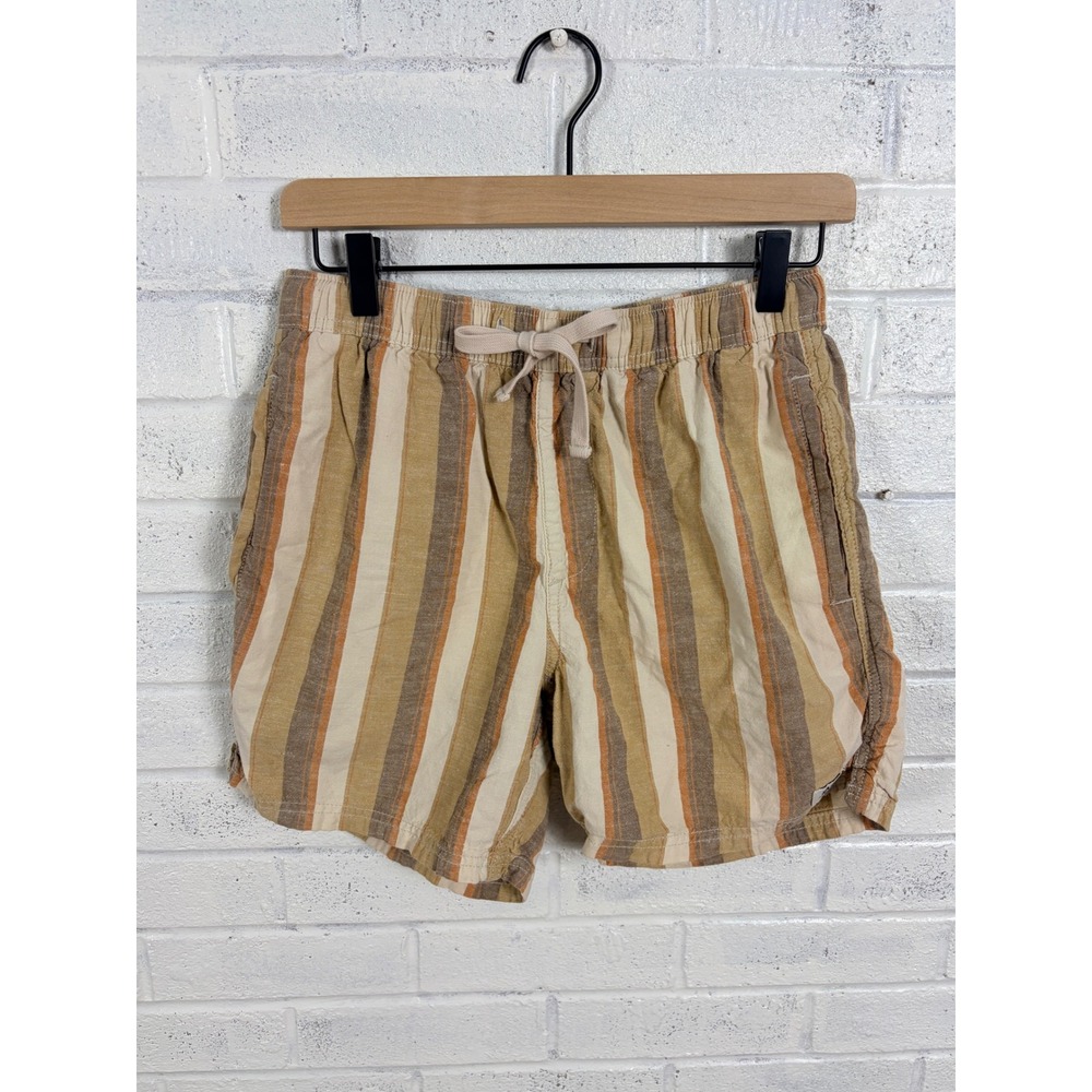 Katin Striped Shorts Mens S Tan Brown Orange Beach Resort Drawstring